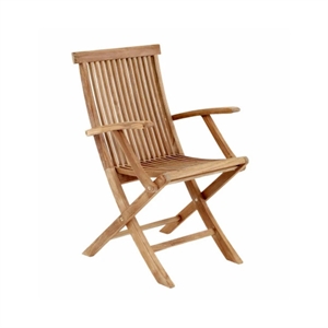 Turin havestol med armlæn - Massiv teaktræ - Foldbart - Mål: D: 61 H: 87 B: 55 cm. - Stærk pris